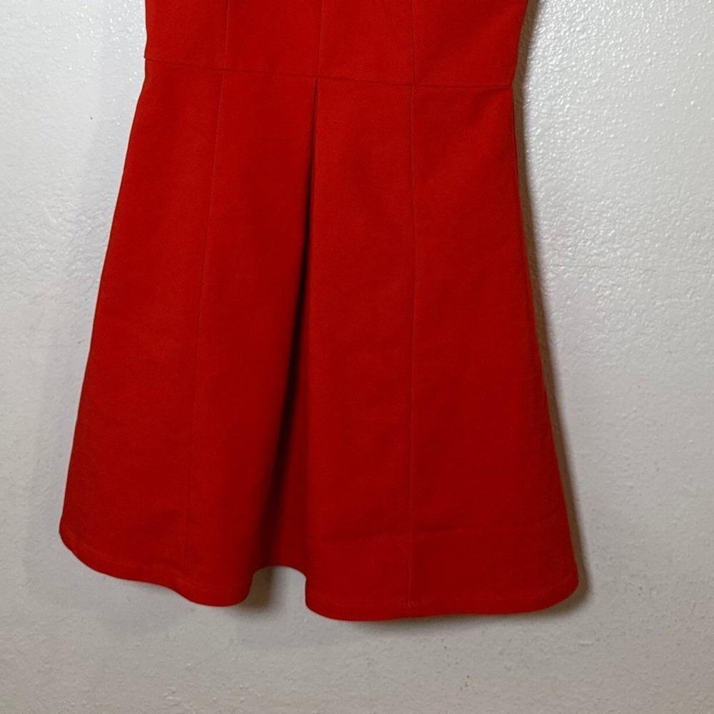 Gianni Bini Women Fit and Flare Dress XS Orange V-Neck‎ Cap Sleeve Classic - Picture 3 of 9